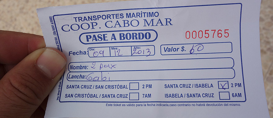 Ticket of Fast Boat from Puerto Ayora to San Cristobal Island