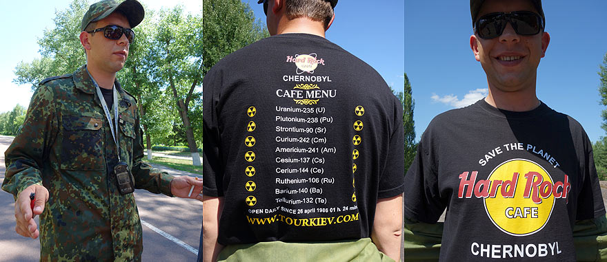 Nikolai the Chernobyl Tour Guide - T-shirt of Hard Rock Cafe Chernobyl - Open since 26th April 1986