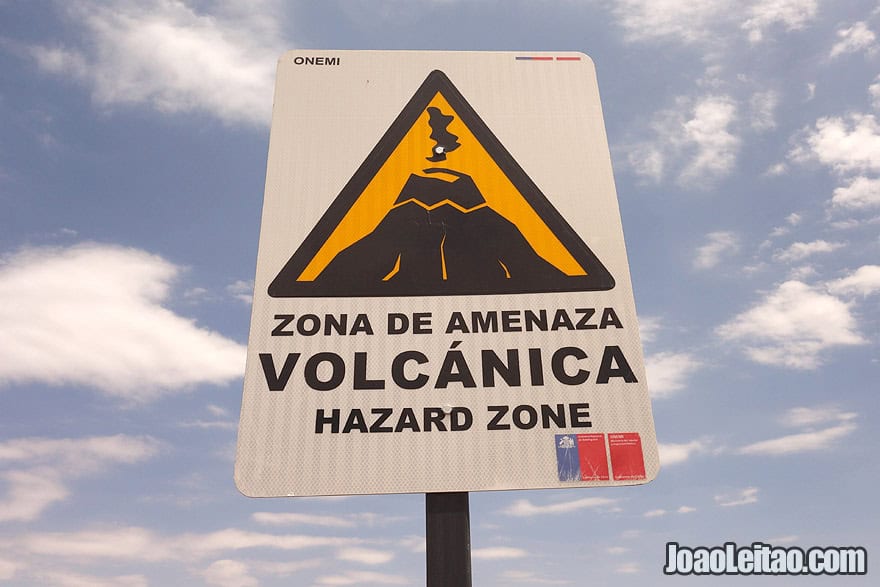 Photo of Atacama Desert Hazard Zone Volcano road sign Chile