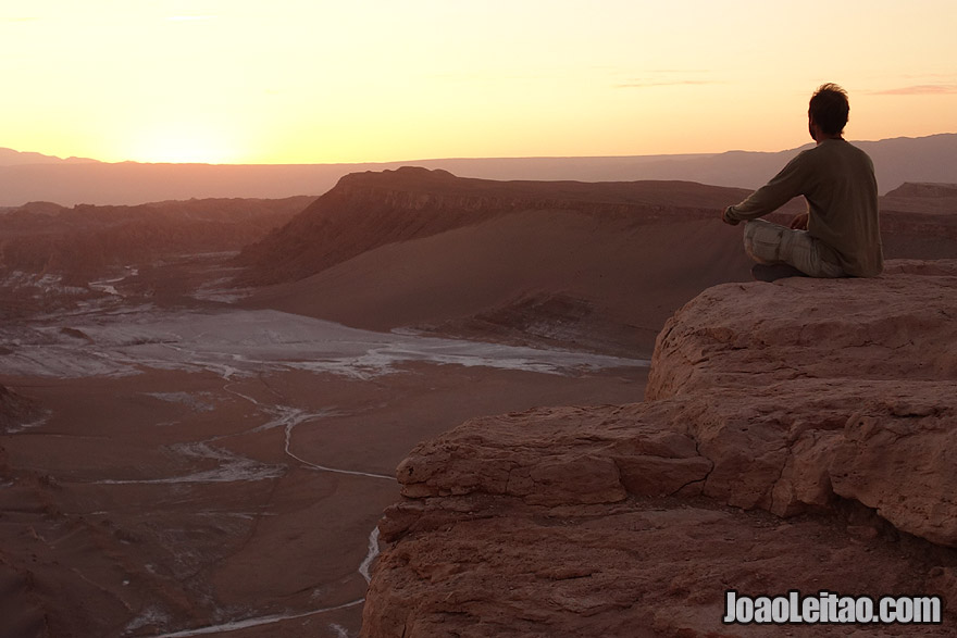 Photo of sunset over the Moon Valley in Atacama Chile