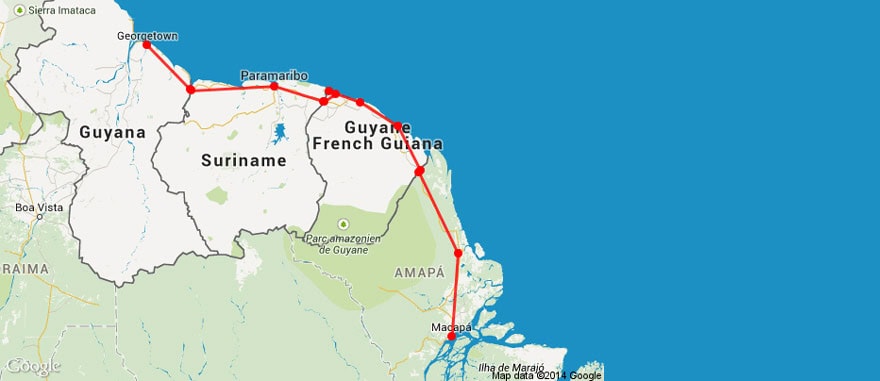 Traveling in the  Guianas in South America - Georgetown in Guyana to Macapá in Brazil