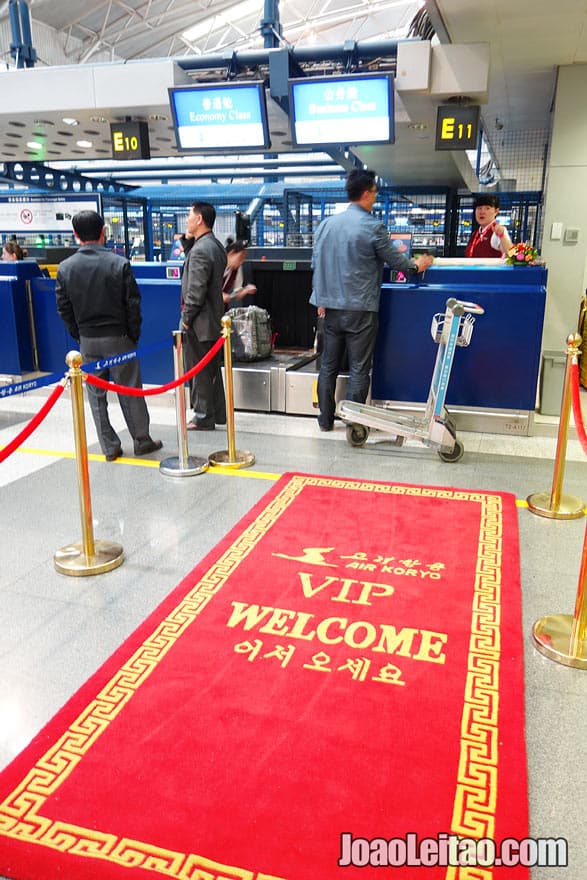 Air Koryo red carpet at Beijing airport - welcoming detail. Air Koryo Korean Airways is the national airline of North Korea.