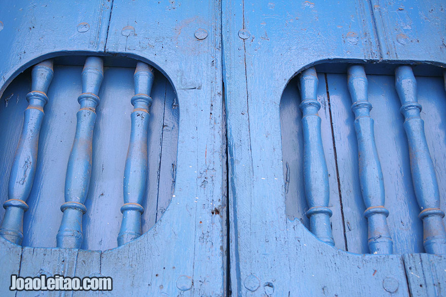 Detail of a blue door