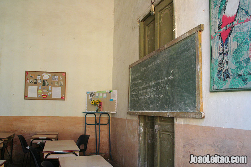 Inside a classroom of a school in Trinidad