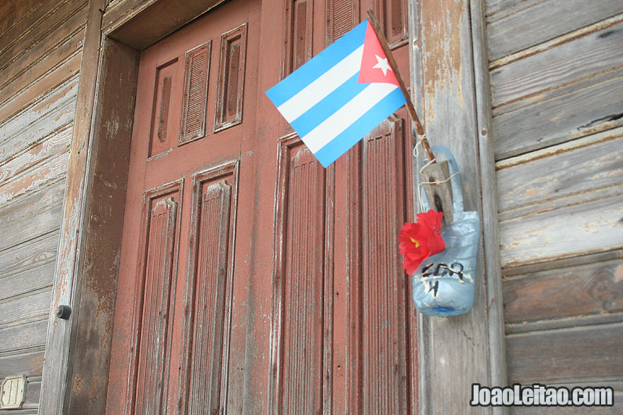 Door detail with Cuban flag