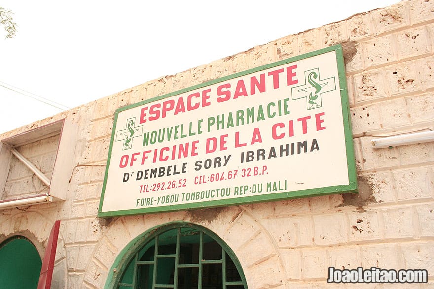 Pharmacy sign in the center of Timbuktu