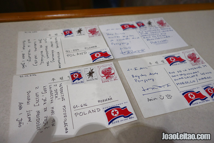 You can send postcards from DPRK back home to your family and friends. North Korea send to all countries.