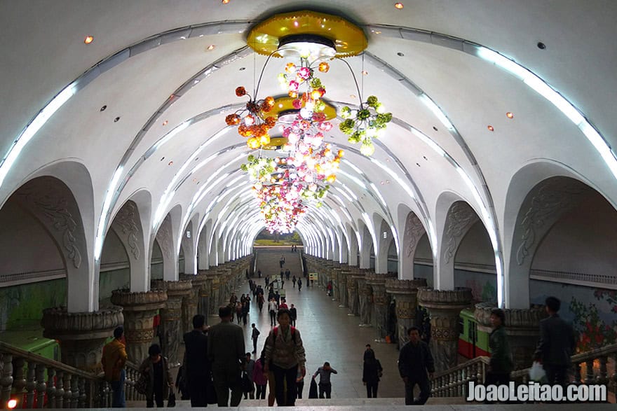 Pyongyang Metro is the deepest subway system in the world, 120 meters /  394 feet below ground and can therefore be used as a shelter in case of armed conflict. Some of the subway's stations are breathtaking.