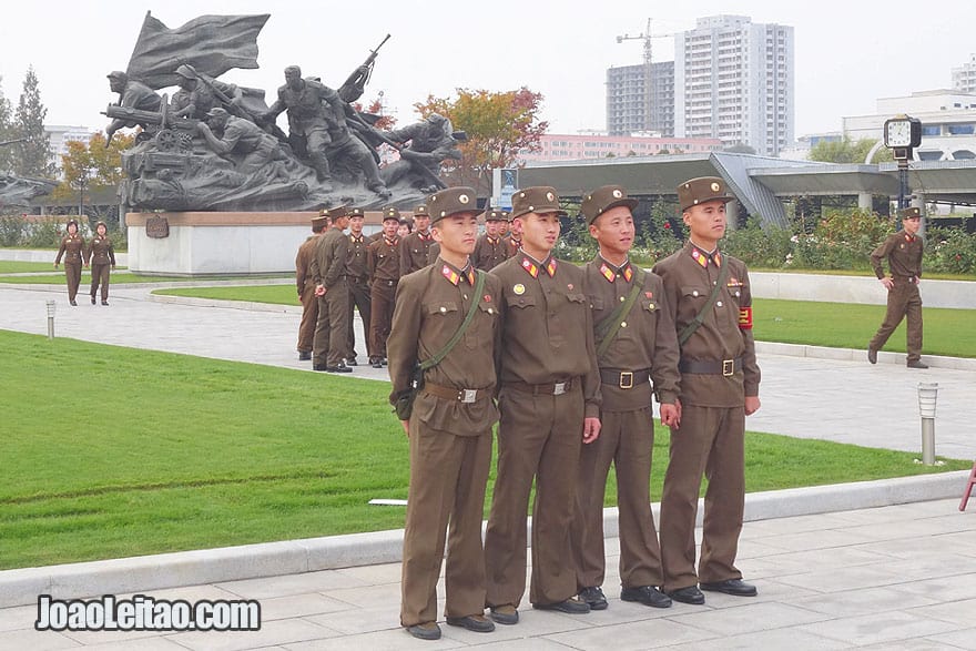 North Korean young soldiers in the Victorious War Museum in Pyongyang