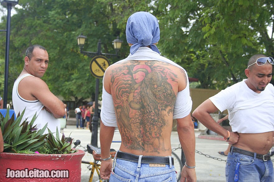 Tattooed man in Bayamo