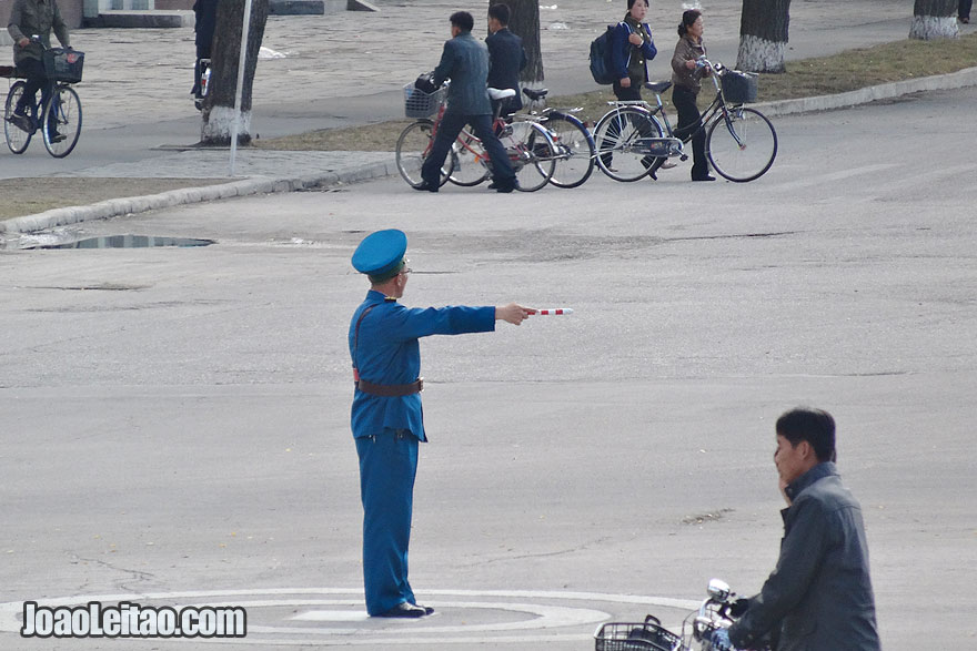 Traffic Police in North Korea are always very active and maintain road order.