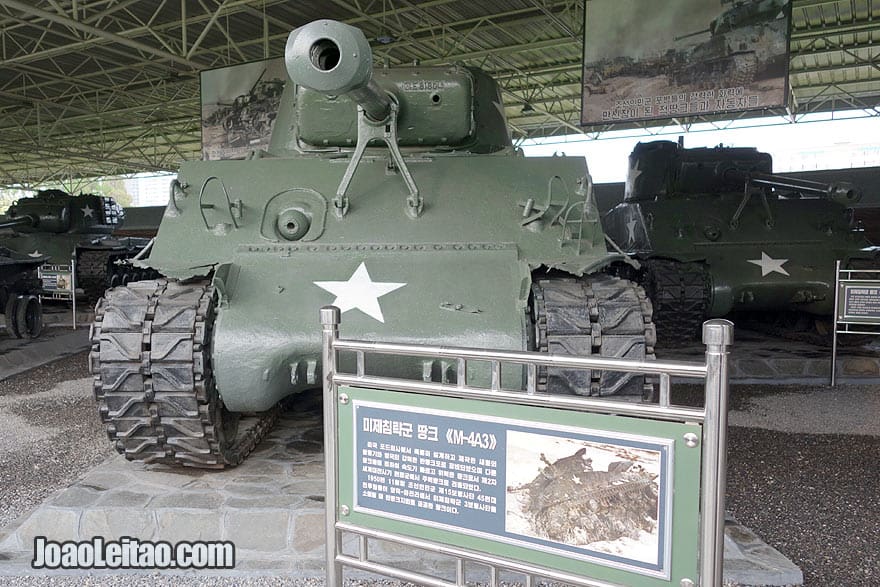 Amazing places to go when you visit North Korea – D.P.R.K. explicit US vehicles from the 50's. In the Victorious War Museum in Pyongyang you can see several types of tanks, 4X4 and airplanes from the times of the Korean War.