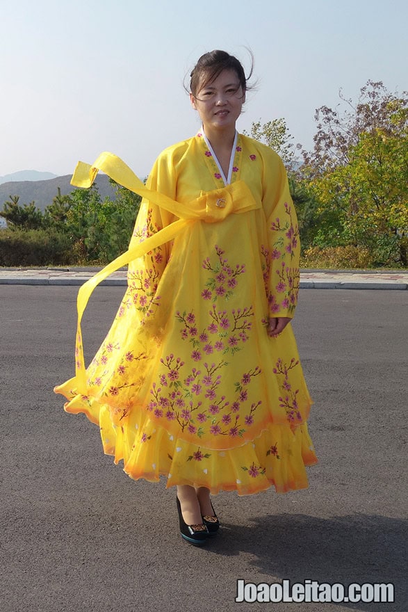 Beautiful yellow traditional Korean dress.