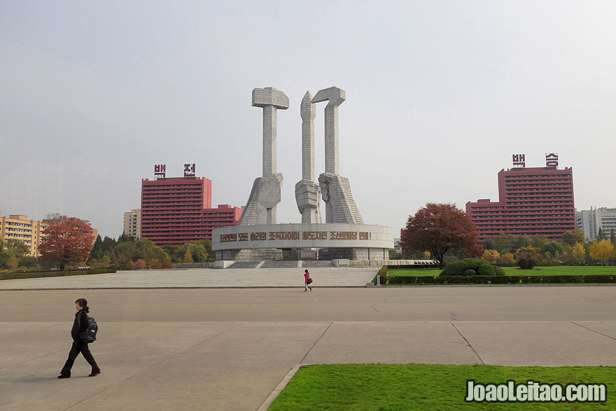 Workers Party Monument in Pyongyang reflects the social-Marxism-Leninism views of DPRK politics