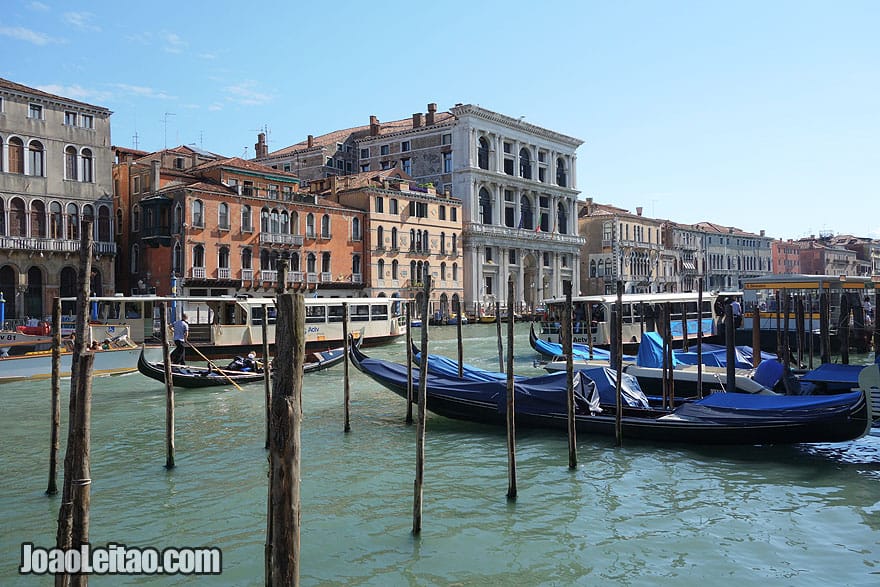 Vaporetto Water Buses and gondolas in the Grand Canal