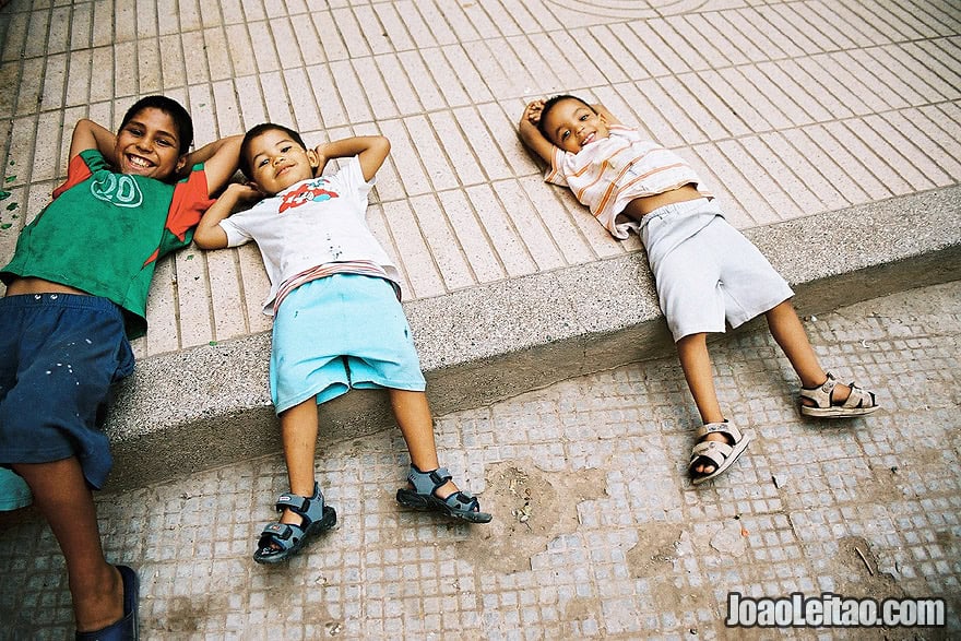 Photo of young children in Marrakesh ancient Medina, Morocco