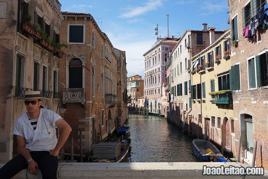 Gondolier Venetian boatman waiting for clients