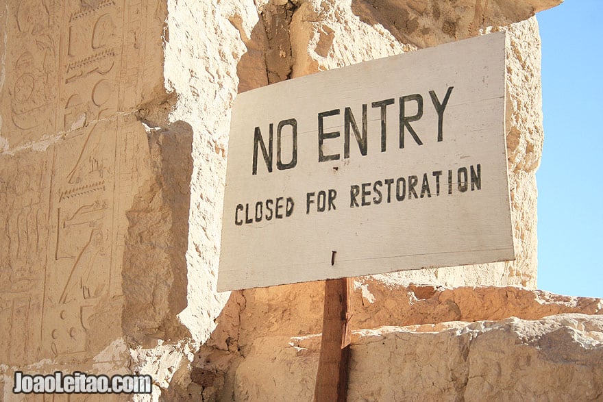 No entry sign inside a temple in Luxor