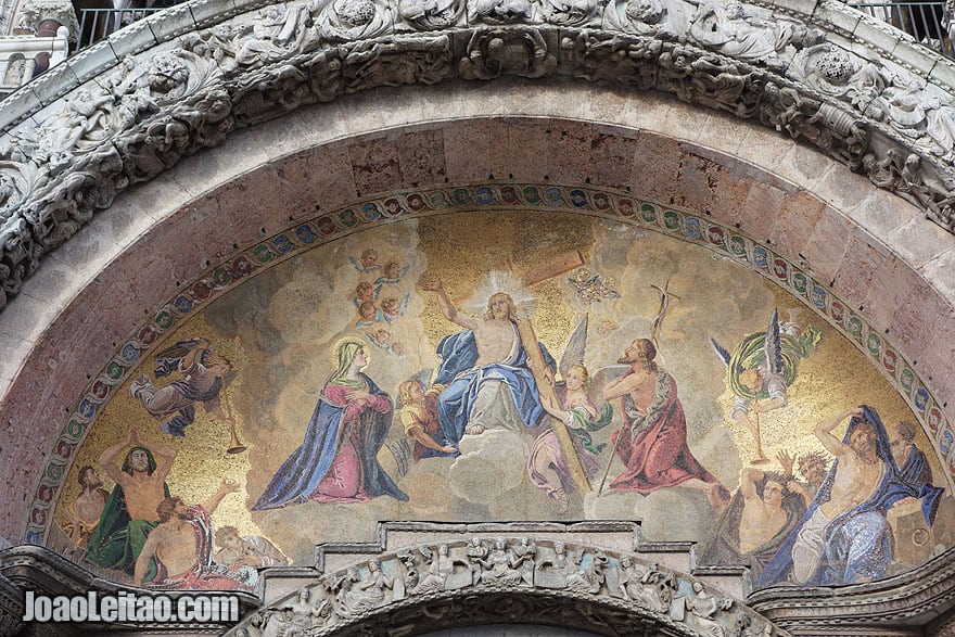 Main portal mosaic from st. Mark cathedral with Jesus, Mary and st. John the Baptist