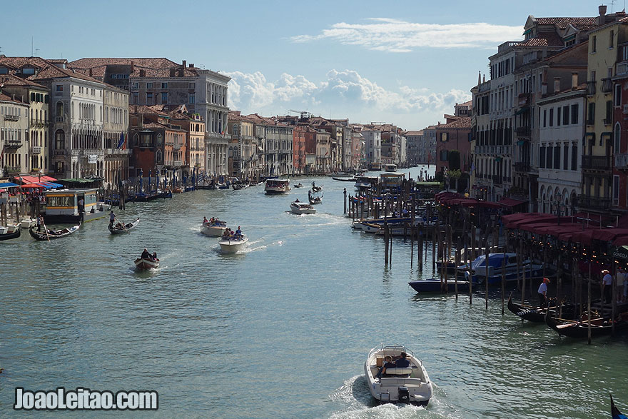 View of the Grand Canal from the top of the Rialto Bridge