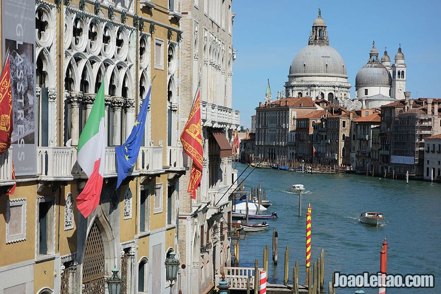 View from the top of Ponte dell'Accademia, one of only four bridges in Venice