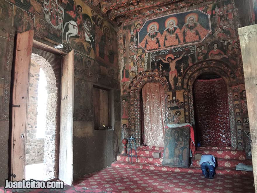 Interior of 17th Century Gondar Debre Birhan Selassie church built by Emperor Eyasu II, Ethiopia