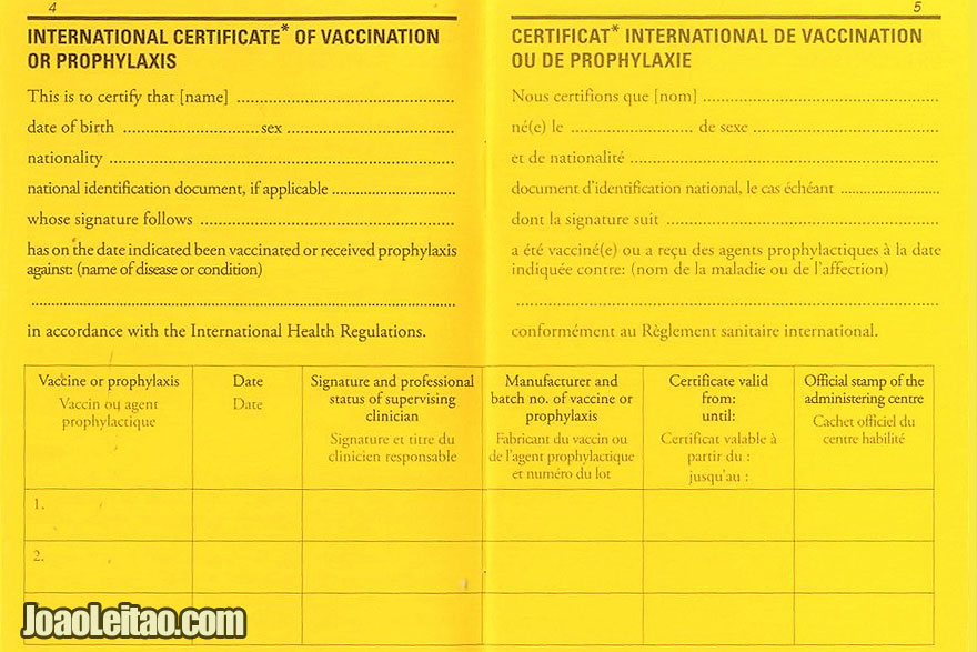 International Certificate of Vaccination or Prophylaxis