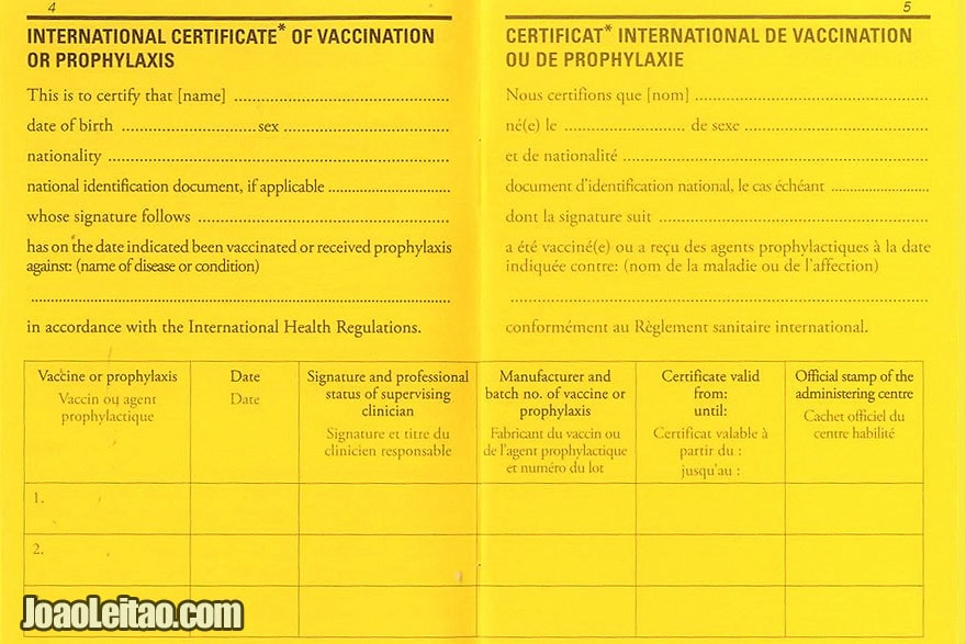 International Certificate of Vaccination or Prophylaxis