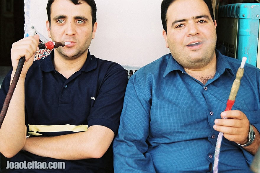 Men smoking hookah in Shiraz