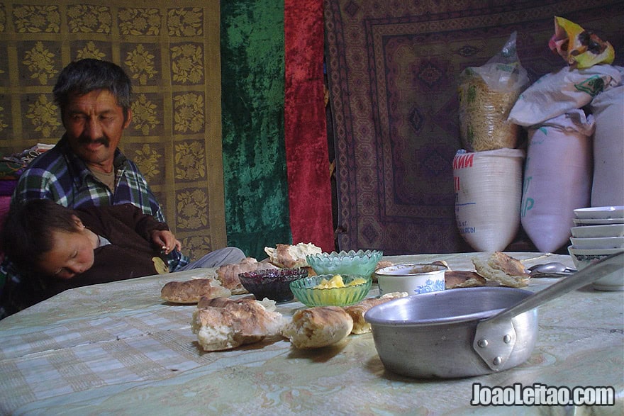 Inside a yurt nomad tent in Kazakhstan