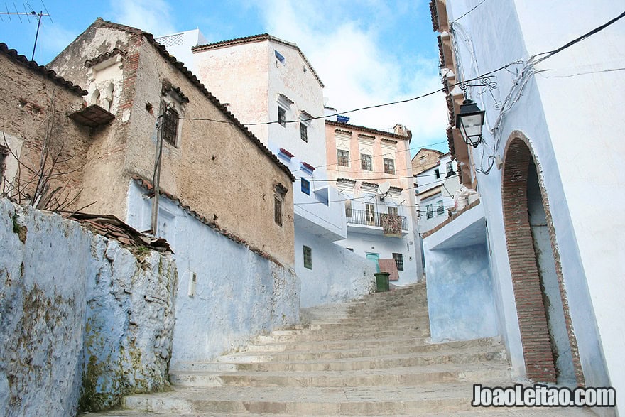 Stairs heading to Chefchaouen city center