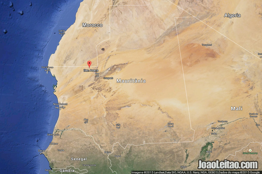 Map with the location of Ben Amera monolith in Mauritania