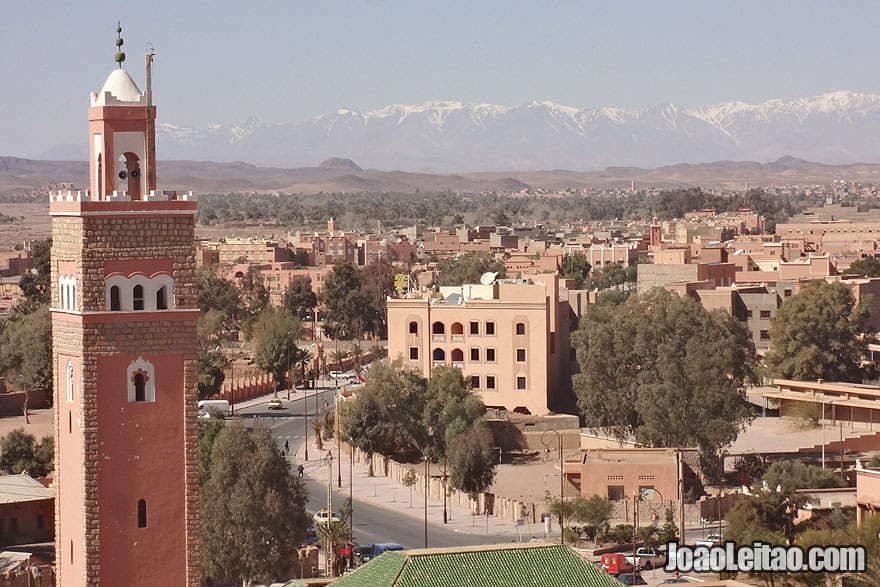 View of the great mosque of Ouarzazate in the city center