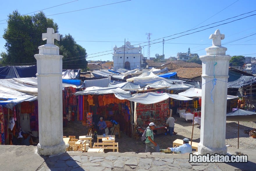 Iglesia de Santo Tomás church in Chichicastenango seen from far