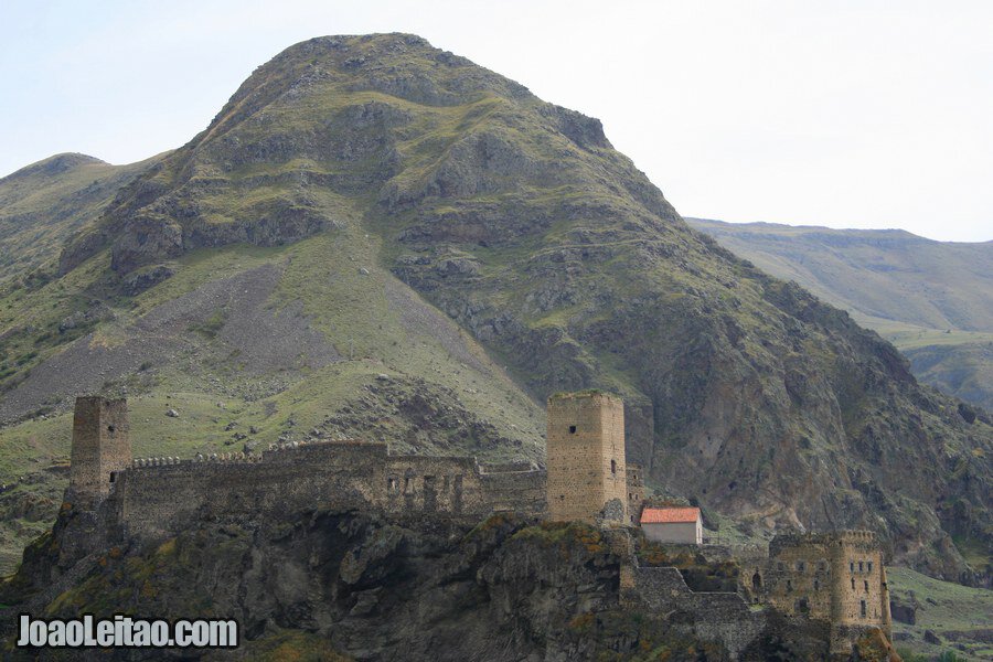 Fort and the rough mountains, Khertvisi Fortress in Georgia