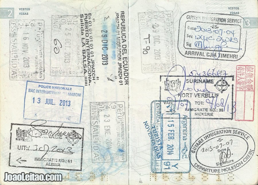 Passport with stamps