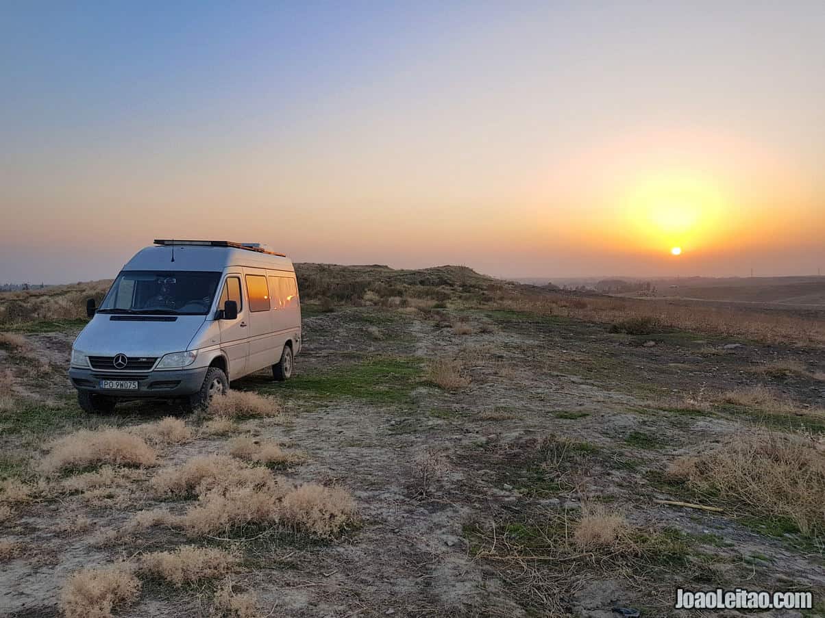 Parked for the night on the way to Osh