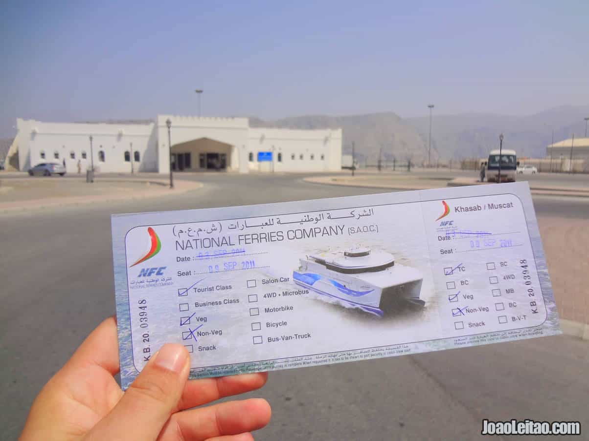 Ticket of Ferry boat from Khasab to Muscat