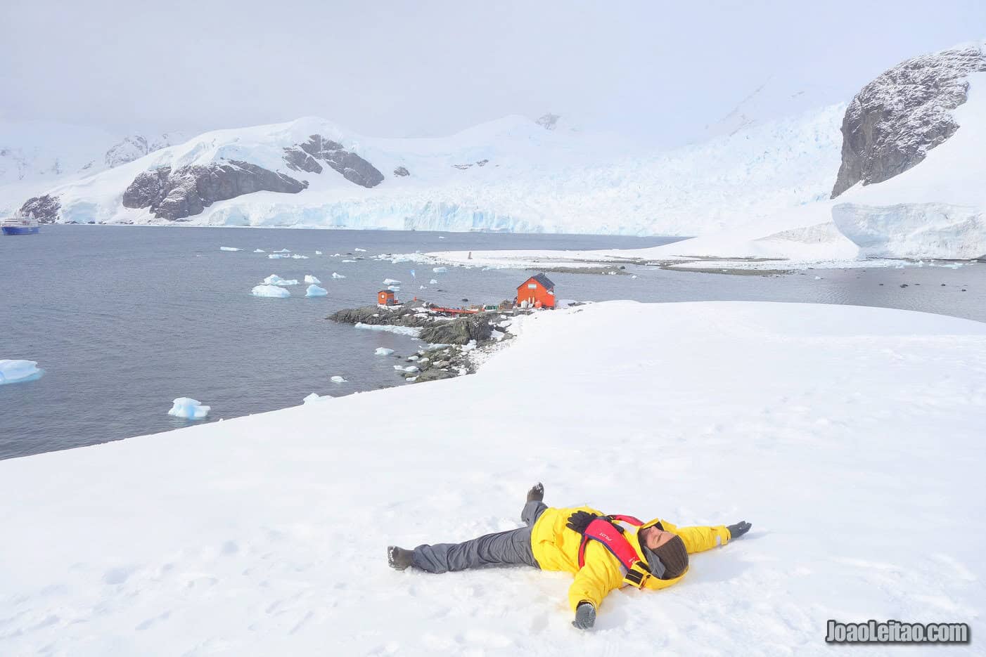 Sliding in the Snow in Antarctica 