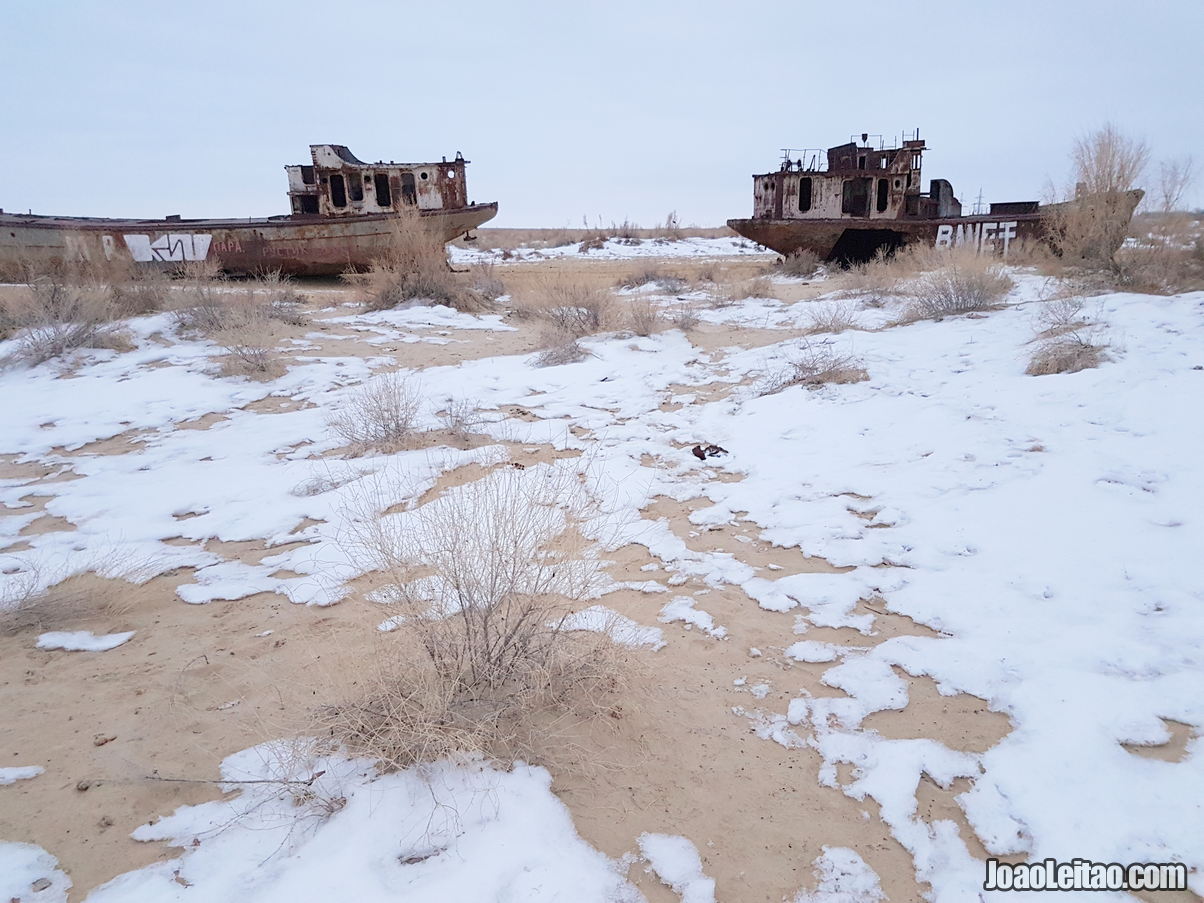 Cemetery of abandoned ships in Uzbekistan
