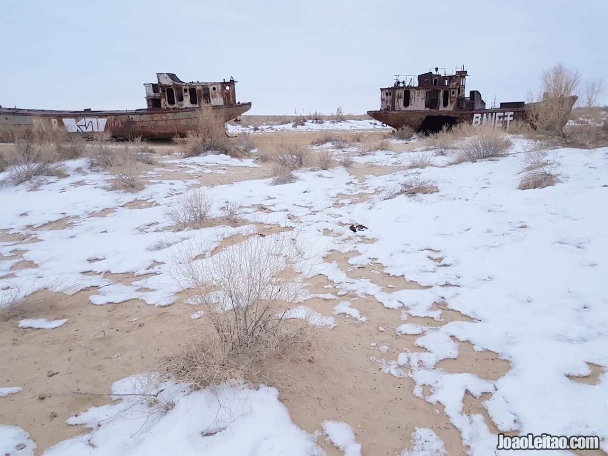 Cemetery of abandoned ships in Uzbekistan