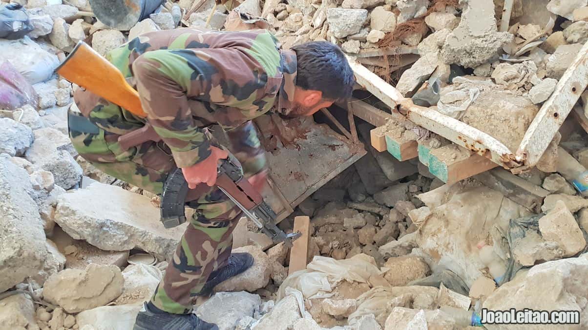 Entrance of a tunnel used by the Islamic State to transport supplies from the historic center to the Tigris River