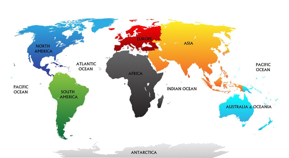 Map with all continents