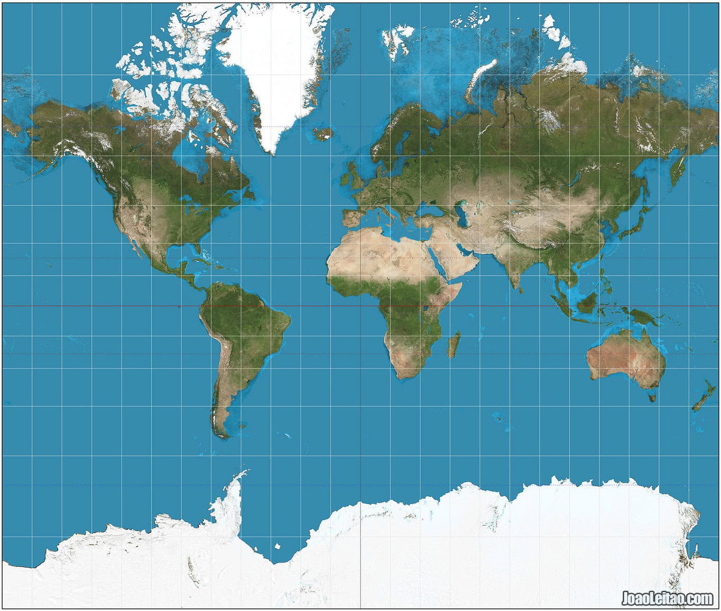 World map with the Mercator projection