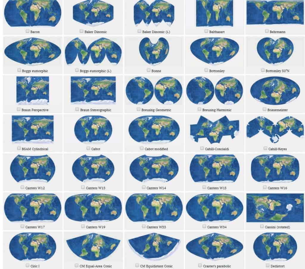 world map projections