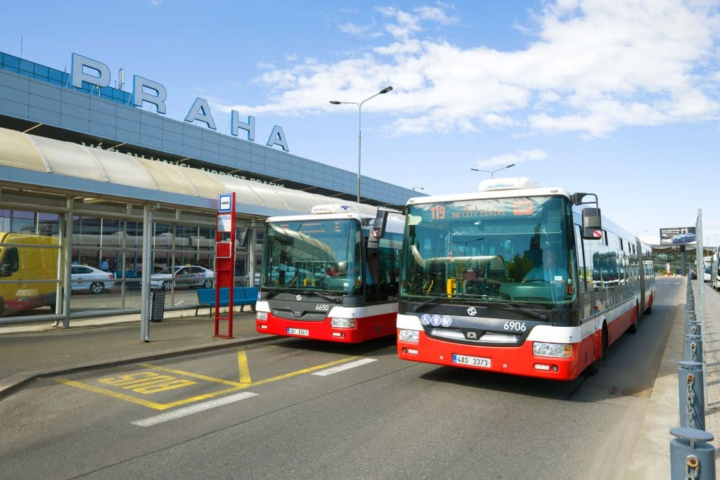 Bus stop near the Terminal 1 of the Vaclav Havel airport in Prague