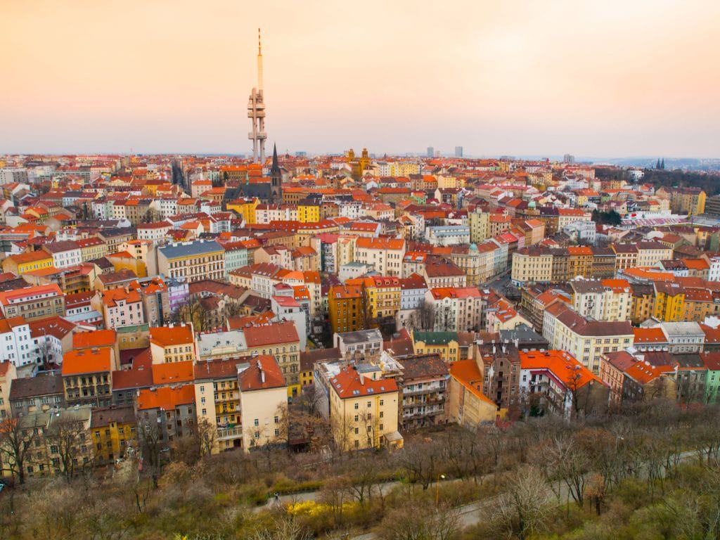 Zizkov town part and television tower in Prague