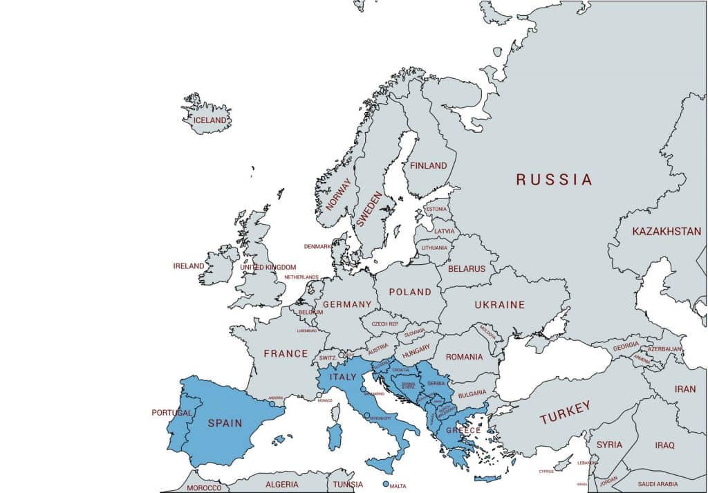 Map of South Europe