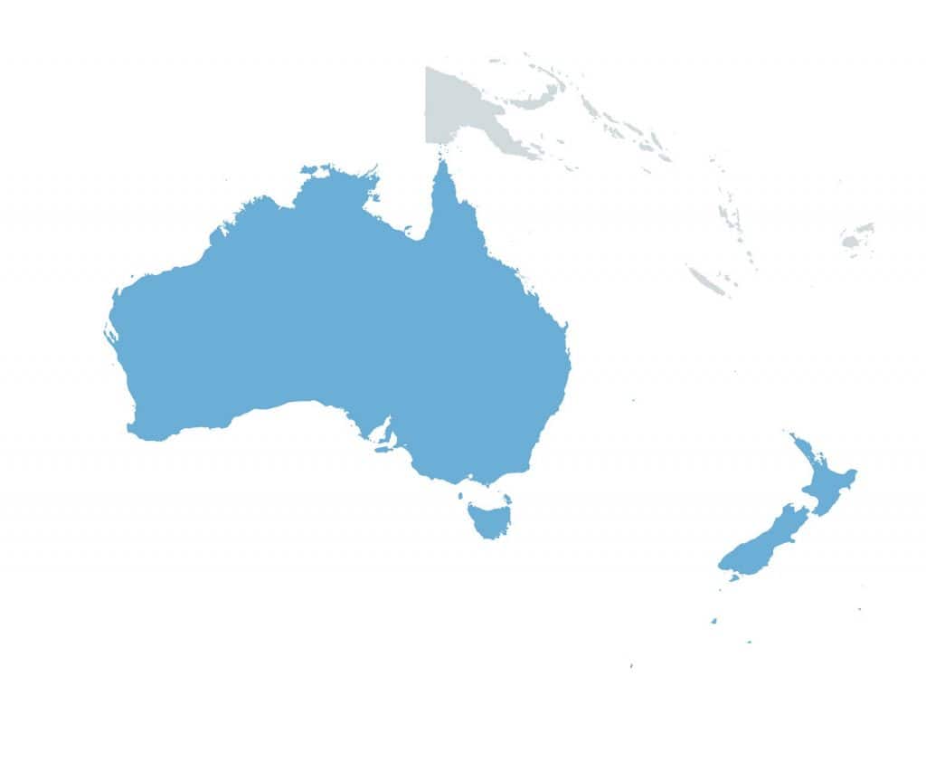 Map of Australia and New Zealand
